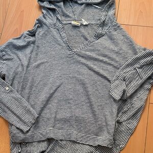 Striped V-Neck Hoodie